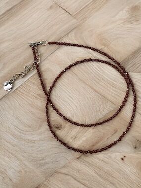 2mm Garnet Beaded Gemstone Necklace